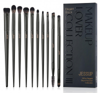 JESSUP - Makeup Lover 10 Pcs Elegant Black Precision Collection III - Zestaw 10 pędzli do makijażu twarzy - T337