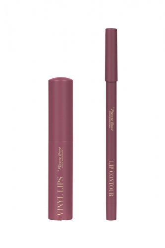 Pierre René - LIP KIT - Lip Contour Vinyl Lips - Zestaw do makijażu ust - Pomadka Vinyl Lips + Konturówka - 02 MAUVE