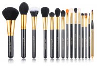 JESSUP - Essential Brushes Set - Zestaw 15 pędzli do makijażu twarzy i oczu - T093 Black/Gold