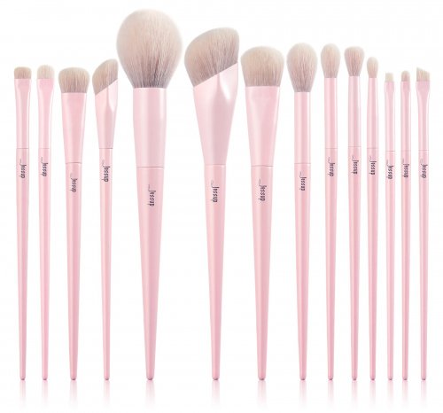 JESSUP - Makeup Lover 14 Pcs Crystal Pink Comprehesive Collection IV - Set of 14 facial makeup brushes - T495