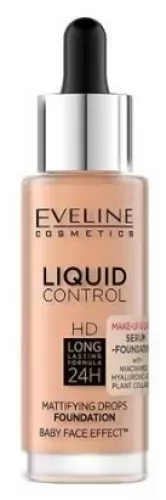 Eveline Cosmetics - Liquid Control - Mattifying Drops Foundation - Podkład z niacynamidem w dropperze - 30 ml - 055 HONEY