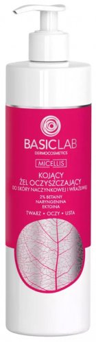 BASICLAB - MICELLIS - Kojący żel oczyszczający do skóry naczynkowej i wrażliwej - 300 ml 