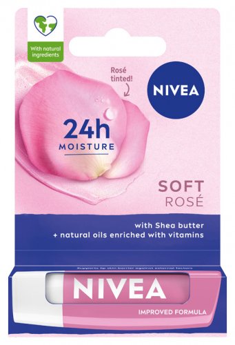 Nivea - SOFT ROSE - 24h Moisture Lip Balm - Pielęgnująca pomadka do ust - 4,8 g