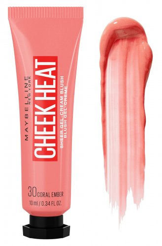 MAYBELLINE - Cheek Heat - Sheer Gel - Cream Blush - Róż do policzków - 10 ml - 30 Coral Ember