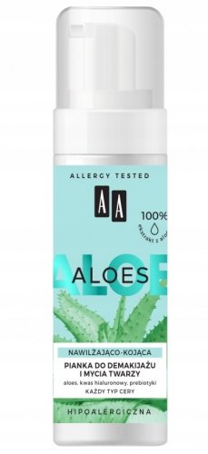 AA - ALOES - Moisturizing and soothing foam for removing make-up and washing the face - 150 ml 