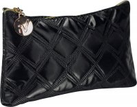 Inter-Vion - Black, quilted, simple cosmetic bag - Gold & Black - 418 026 