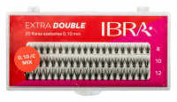 Ibra - EXTRA DOUBLE - 20 FLARE EYELASH KNOT-FREE - Kępki sztucznych rzęs - 0,10 / C - MIX - 0,10 / C - MIX