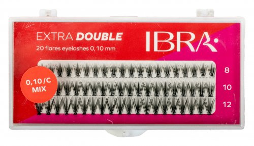 Ibra - EXTRA DOUBLE - 20 FLARE EYELASH KNOT-FREE - Tufts of artificial eyelashes - 0,10 / C - MIX