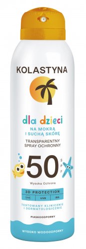 KOLASTYNA - Dla dzieci - Transparentny spray ochronny na mokrą i suchą skórę - SPF50 - 150 ml  