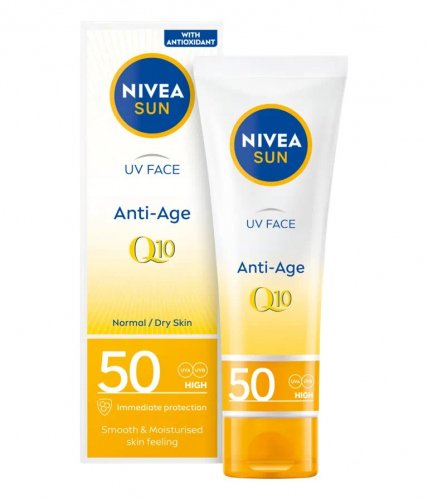 Nivea - SUN - UV FACE - Anti-Age Q10 - Przeciwzmarszczkowy krem ochronny do twarzy SPF50 - 50 ml 