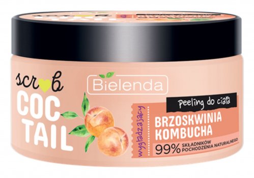 Bielenda - COCTAIL - Scrub Coctail - Wygładzający peeling do ciała - Brzoskwinia & Kombucha - 350 ml 