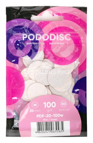 Staleks - Pro Pododisc - Disposable Files - Wymienne nakładki na dysk pedicure - rozm.M - 20 mm - 100 grit. - 50 szt. - White