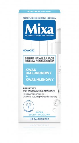 Mixa - Nawilżające serum do twarzy przeciw przesuszeniom - Kwas hialuronowy + Kwas mlekowy - 30 ml 