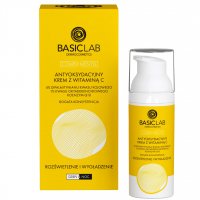BASICLAB - COMPLEMENTIS - Antioxidant Cream With Vitamin C - Antyoksydacyjny krem z witaminą C, 4% dipalmitynianu kwasu kojowego, 1% kwasu oktadekenodiowego, koenzymu q10 - Rozświetlenie i wygładzenie - 50 ml 