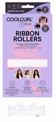 GLOV - COOL CURL - Ribbon Rollers - Heatless Hair Curling Rollers - Set of 4 cold hair curling rollers - Beige