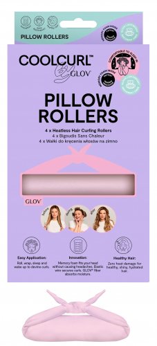 GLOV - COOL CURL - Pillow Rollers - Heatless Hair Curling Rollers - Zestaw 4 wałków do kręcenia włosów na zimno - Pink