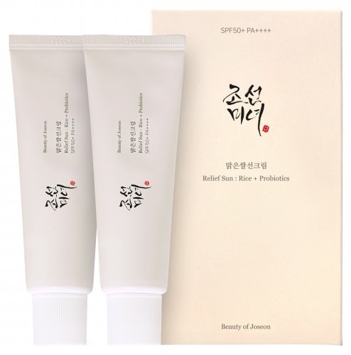 Beauty of Joseon - Relief Sun: Rice + Probiotics SPF50+ PA++++ - Zestaw 2 ryżowych kremów przeciwsłonecznych - 2x 50 ml