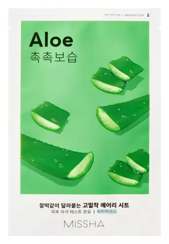 Missha - Airy Fit Sheet Mask Aloe - Moisturizing and elasticizing face mask with aloe extract - 1 pc.