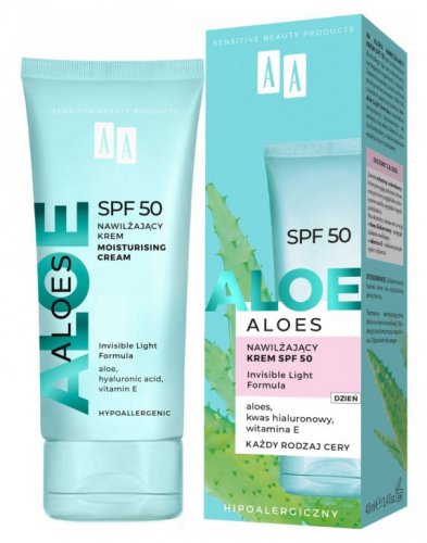 AA - ALOES - Moisturising Cream - Nawilżający krem SPF50 - 40 ml