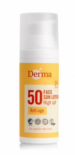 Derma - Face Sun Lotion SPF50 - Ochronny krem do twarzy Anti-Aging - SPF50 - Wodoodporny - 50 ml 