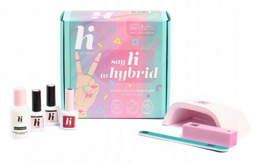 Hi Hybrid - UV GEL POLISH MANICURE STARTER SET - Zestaw startowy do manicure hybrydowego z lampą 15W/24