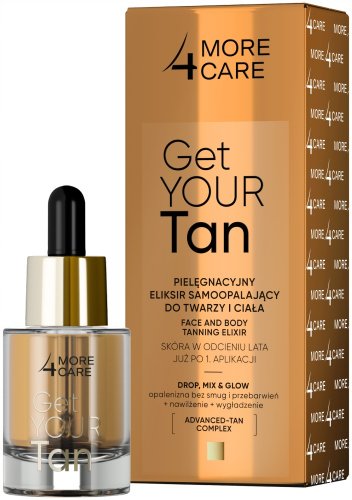 More4Care - Get Your Tan - Face and Body Tanning Elixir - Pielęgnacyjny eliksir samoopalający do twarzy i ciała - 15 ml 