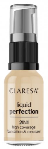 CLARESA - LIQUID PERFECTION - 2in1 High Coverage Foundation & Concealer - Korektor i podkład kryjący w płynie - 18 g - 103.5 Light Nude