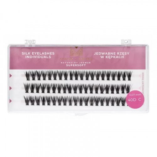 Many Beauty - Many Lashes - Supersoft Silk Eyelashes Individuals - Jedwabne rzęsy w kępkach - 40D - 0,07mm - 40D C - 12mm