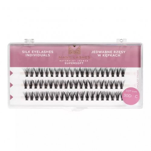 Many Beauty - Many Lashes - Supersoft Silk Eyelashes Individuals - Jedwabne rzęsy w kępkach - 30D - 0,07mm - 30D C - 14mm
