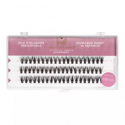 Many Beauty - Many Lashes - Supersoft Silk Eyelashes Individuals - Jedwabne rzęsy w kępkach - 30D - 0,07mm - 30D CC - 7mm