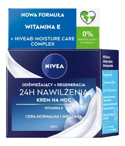 Ночной крем для лица Nivea 24H увлажняющий, с витамином E, для нормальной и комбинированной кожи, 50 мл — фото 2