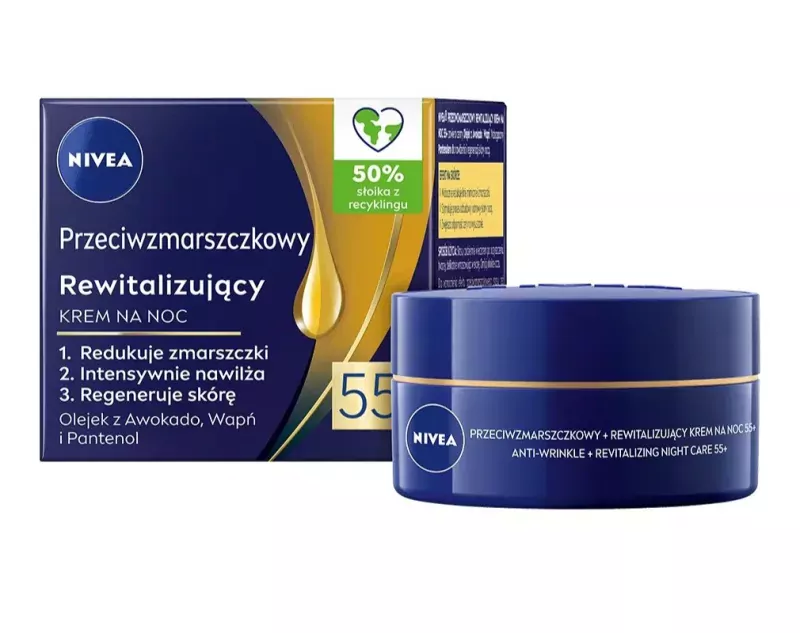 Ночной крем для лица Nivea 55+ против морщин, восстанавливающий, 50 мл