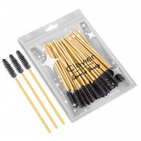 Clavier - Eyelash Brushes - Jednorazowe szczoteczki do rzęs i brwi - Złoto-czarne - 50 sztuk