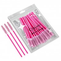 Clavier - Eyelash Brushes - Jednorazowe szczoteczki do rzęs i brwi - Ciemny róż - 50 sztuk