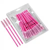 Clavier - Eyelash Brushes - Jednorazowe szczoteczki do rzęs i brwi - Ciemny róż - 50 sztuk