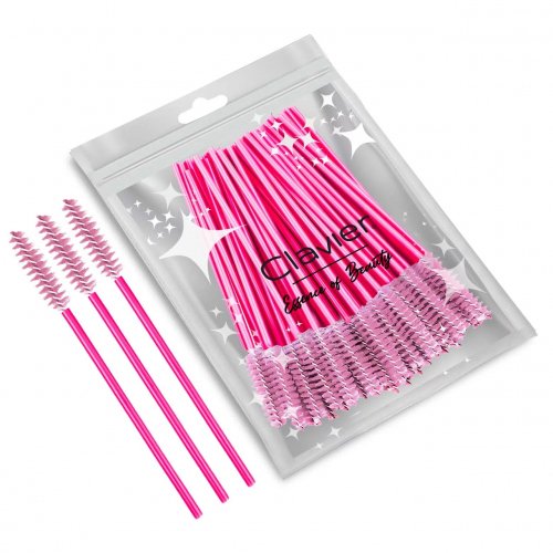 Clavier - Eyelash Brushes - Dark pink - 50 pieces