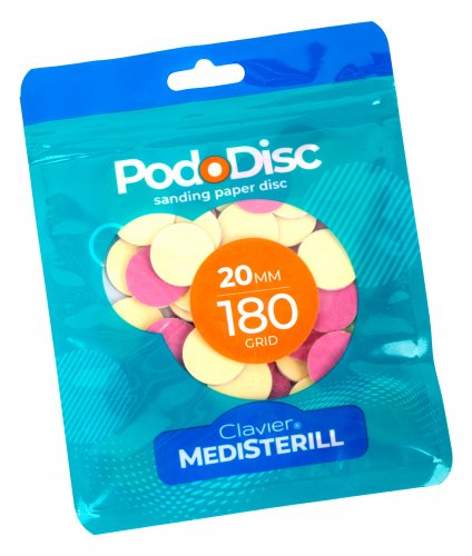 Clavier - MEDISTERILL - PodoDisc - Sanding Paper Disc - Wymienne nakładki ścierne na dysk pedicure - rozm. M - 20 mm - 180 grit. - 50 szt.