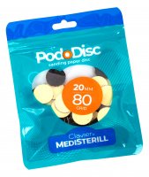 Clavier - MEDISTERILL - PodoDisc - Sanding Paper Disc - Wymienne nakładki ścierne na dysk pedicure - rozm. M - 20 mm - 80 grit. - 50 szt.