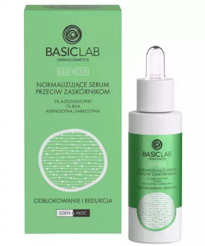 BASICLAB - ESTETICUS - Normalizing Anti-Comedone Serum - 5% Azeloglicine, 1% BHA, Adenosine and Sarcosine - Unblocking and Reducing - Day/Night - 30 ml
