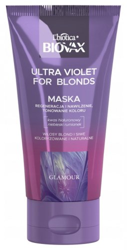 BIOVAX - GLAMOUR - Ultra Violet for Blondes - Intense Regenerating and Toning Mask - Purple mask for blonde and gray hair - 150 ml