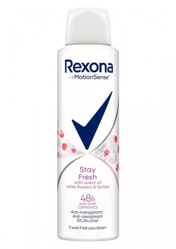 Rexona - Stay Fresh - 48H Anti-Perspirant - Antyperspirant w sprayu dla kobiet - White Flowers & Lychee - 150 ml 