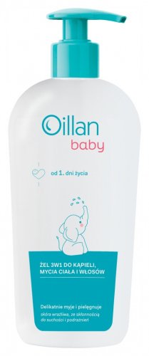 Oillan - BABY - Żel 3w1 do kąpieli, mycia ciała i włosków - 750 ml