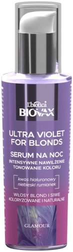 BIOVAX - GLAMOUR - ULTRA VIOLETS FOR BLONDES - Serum - Ultra nawilżające serum tonujące na noc do włosów blond i siwych - 100 ml