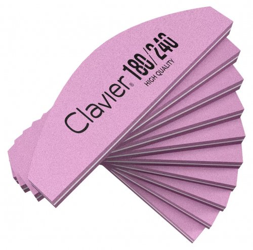 Clavier - Zestaw 10 mini polerek do paznokci - Buffer Łódka 180/240 Róż