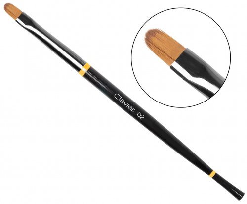 Clavier - Okrągły pędzel do manicure, żelu i akrylożelu Nr 02 - 9 mm - Czarny