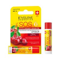 Eveline Cosmetics - SOS ARGAN OIL - NOURISHING AND REGENERATING LIP BALM - Odżywczo-regenerujący balsam do ust w sztyfcie SPF10 - Cherry