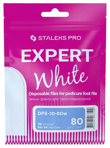 Staleks - PRO EXPERT - White Disposable Files for Pedicure Foot File - Jednorazowe nakładki wymienne do tarki do stóp - 80 grit. - 30 sztuk