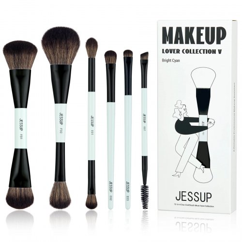 JESSUP - Makeup Lover - Collection V - Bright Cyan - 10-in-6 Duo Ended Brush Must-Have Collection - T501