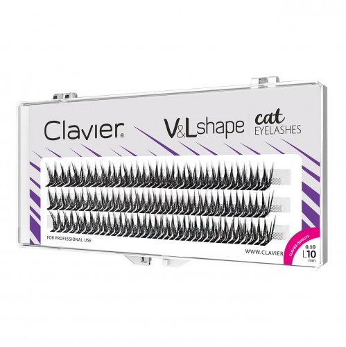 Clavier - V&L Shape Cat Eyelashes - Kępki rzęs - Skręt L - 120 sztuk  - 10 mm