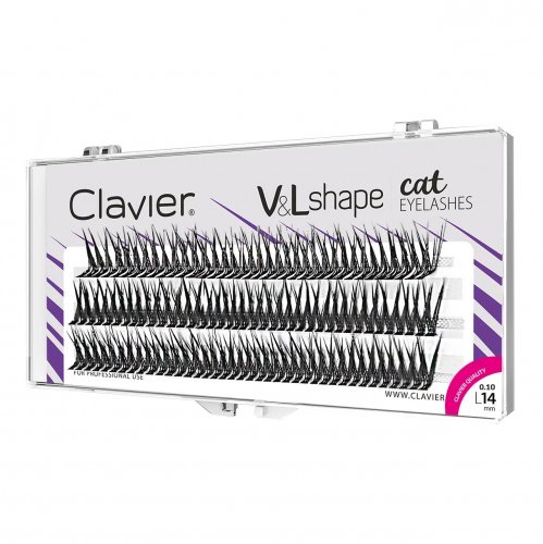 Clavier - V&L Shape Cat Eyelashes - Kępki rzęs - Skręt L - 120 sztuk  - 14 mm